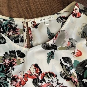 Rose + Olive floral boho top